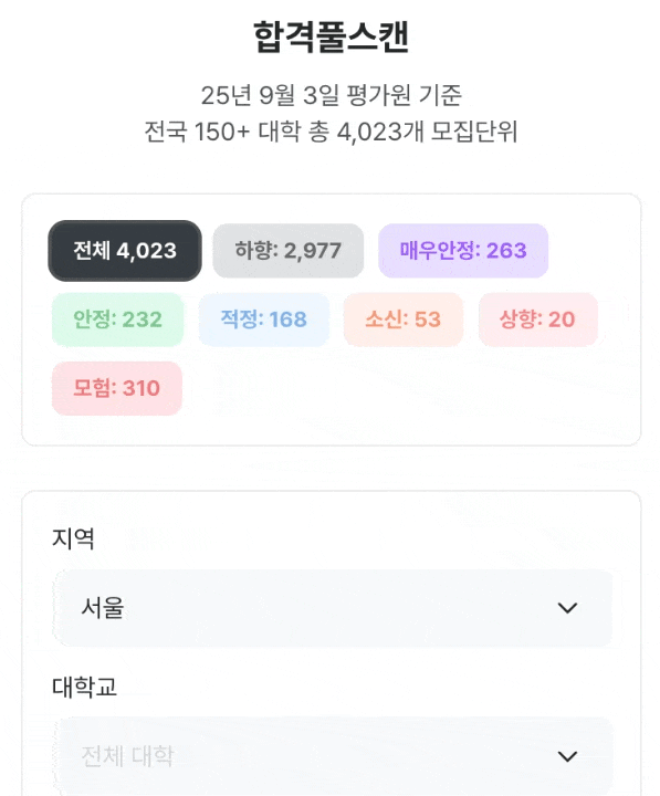 합격풀스캔 실제화면